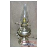 Vintage Chrome Oil Lamp W/ Chimney.