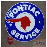 New Large 23" Pontiac Embossed Tin Sign.