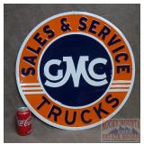 New Large 23" GMC Embossed Tin Sign.