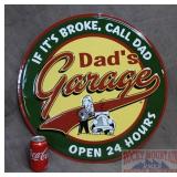 New Large 23' 'Dad's Garage' Embossed Tin Sign.