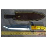 Massive 15' Bowie Style Knife W/ Leather Sheath.