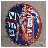 New 'Full Service' Convex Tin Sign.
