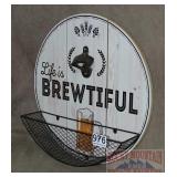 14' Wood Wall 'Brewtiful' Mount Bottle Opener.