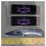 2 New Femme Fatale Folding Knives.