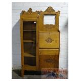 Antique Oak Secretary W/ Carving.