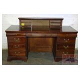 Mahogany Double Bank Executive's Desk W/ Top.