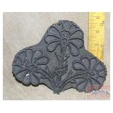 Vintage Large Hand Carved Wooden Print Block.