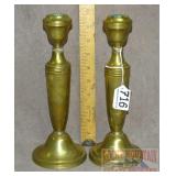 Pair of Vintage Brass Candle Sticks. 10" high.