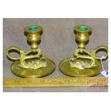 Nice Pair of Brass Dolphin Candles.