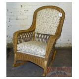 Vintage High Back Wicker Rocking Chair.