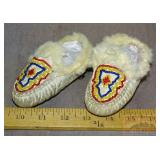 Vintage Beaded Leather Baby Moccasins.