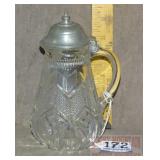 Beautiful Vintage Pressed Glass Syrup Dispenser.