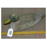 Vintage Carved Wooden Duck Decoy, 17" Long.