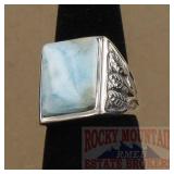 Beautiful Sterling & Larimar Dress Ring, 8.5.