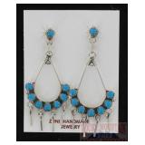 Zuni Sterling & Turquoise Drop Earrings.