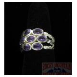 Modern Style Sterling & Amethyst Dress Ring, 7.5