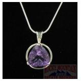 Sterling & Amethyst Pendant & Necklace.