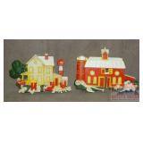 2 1975 Homco Plastic House & Barn Wall Plaques.