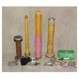 Vintage Wooden Spools & Sewing Attachments.