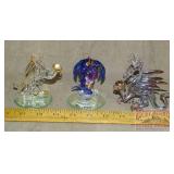 3 Cool Art Glass Dragon Figurines.