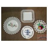 Vintage Milk Glass Plates W/ Lattice Border.