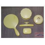 Vintage 5 Piece Celluloid Vanity Set.