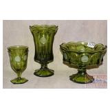 Fostoria Coin Glass Pedestal Bowl, Vase & Stem.