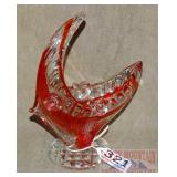 Mid-Century Red Art Glass Fish Ash Tray.