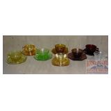 8 Vintage Depression Glass Cups & Saucers.