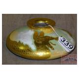 Porcelain Dragon Decorated Vase W/ Gold Overlay.