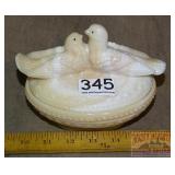 Vintage Custard Glass Bird on Nest.