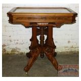 Eastlake Victorian Marble Top Parlor Table.