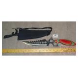15' Knife W/ Laminated Wood Handles & Sheath.