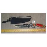 15" Knife W/ Laminated Wood Handles & Sheath.