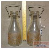 2 Vintage Style Morningside Dairy Milk Bottles.