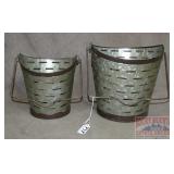 2 Galvanized Olive Buckets W/ Handles.