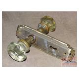 Vintage Glass Door Knob W/ Door Plate.