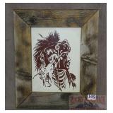 Framed Sandcraft Indian Chief Sandpainting.