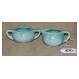 Vintage Blue Pottery Cream & Sugar.