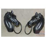 Pair of Cast Iron Horse Head Hitching Posts.