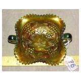 Vintage Green Carnival 'Grape' Bowl.