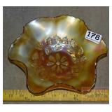 Vintage Marigold Carnival Leaf Pattern Bowl.