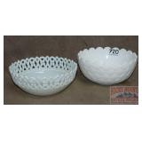 2 Milk Glass Serving Bowls.