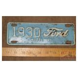 1930 Ford Model 'A' Small Tin License Plate.