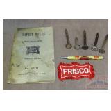 Vintage RR Date Nails, Safety Rules, Pen & Patch.