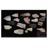 Assortment of Carved Stone Arrowheads.