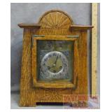 Vintage 1/4 Sawn Oak Mission Style Mantle Clock.