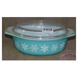 Vintage Pyrex Turquoise Snowflake Baking Dish.