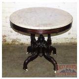 Round Marble Top Victorian Parlor Table.