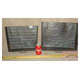 Set of 2 Rustic Metal Tray Wall Shelves.